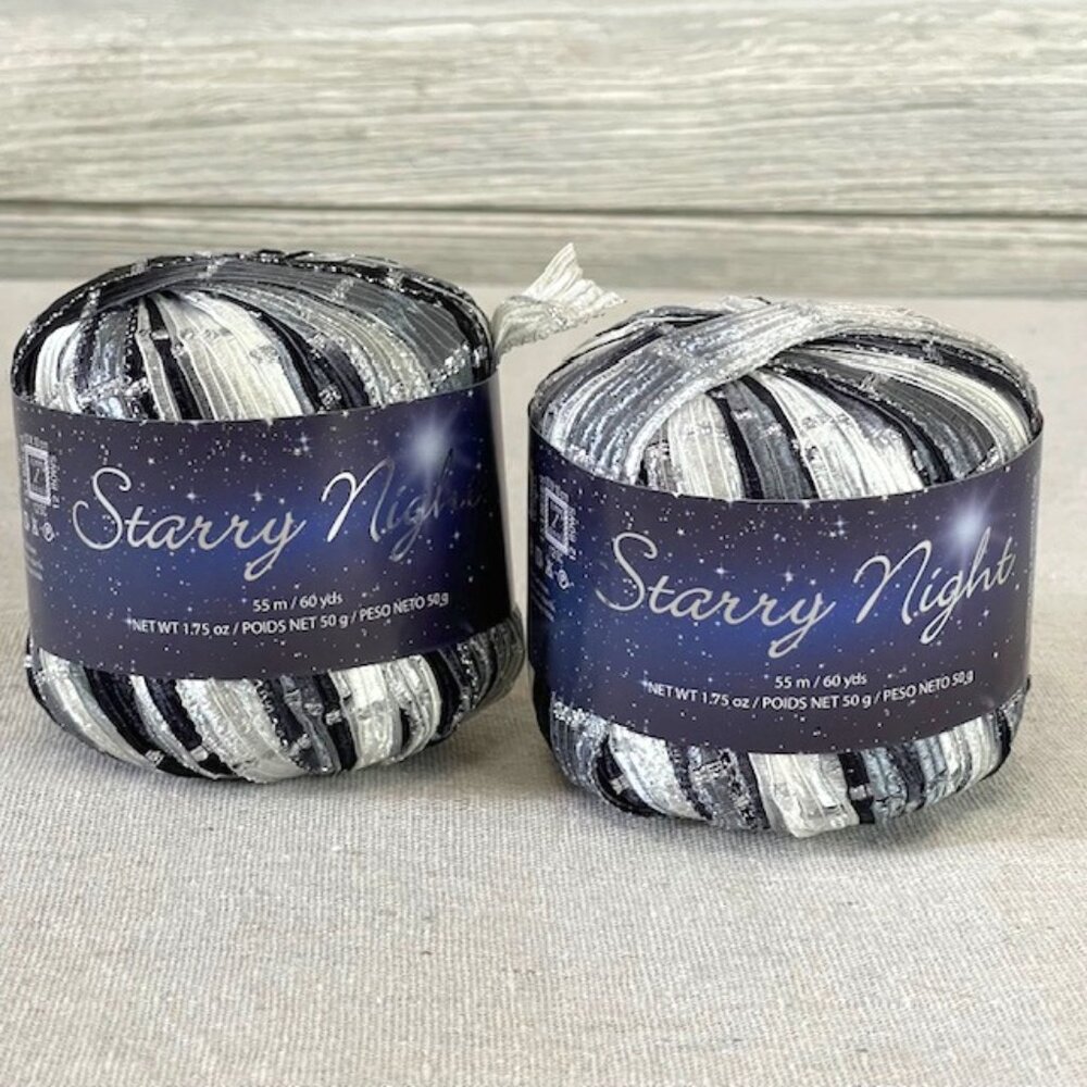 Lot of 2 Premier Yarns Starry Night 1.75oz  60 yds SILVER SCREEN 5-Bulky #37-01